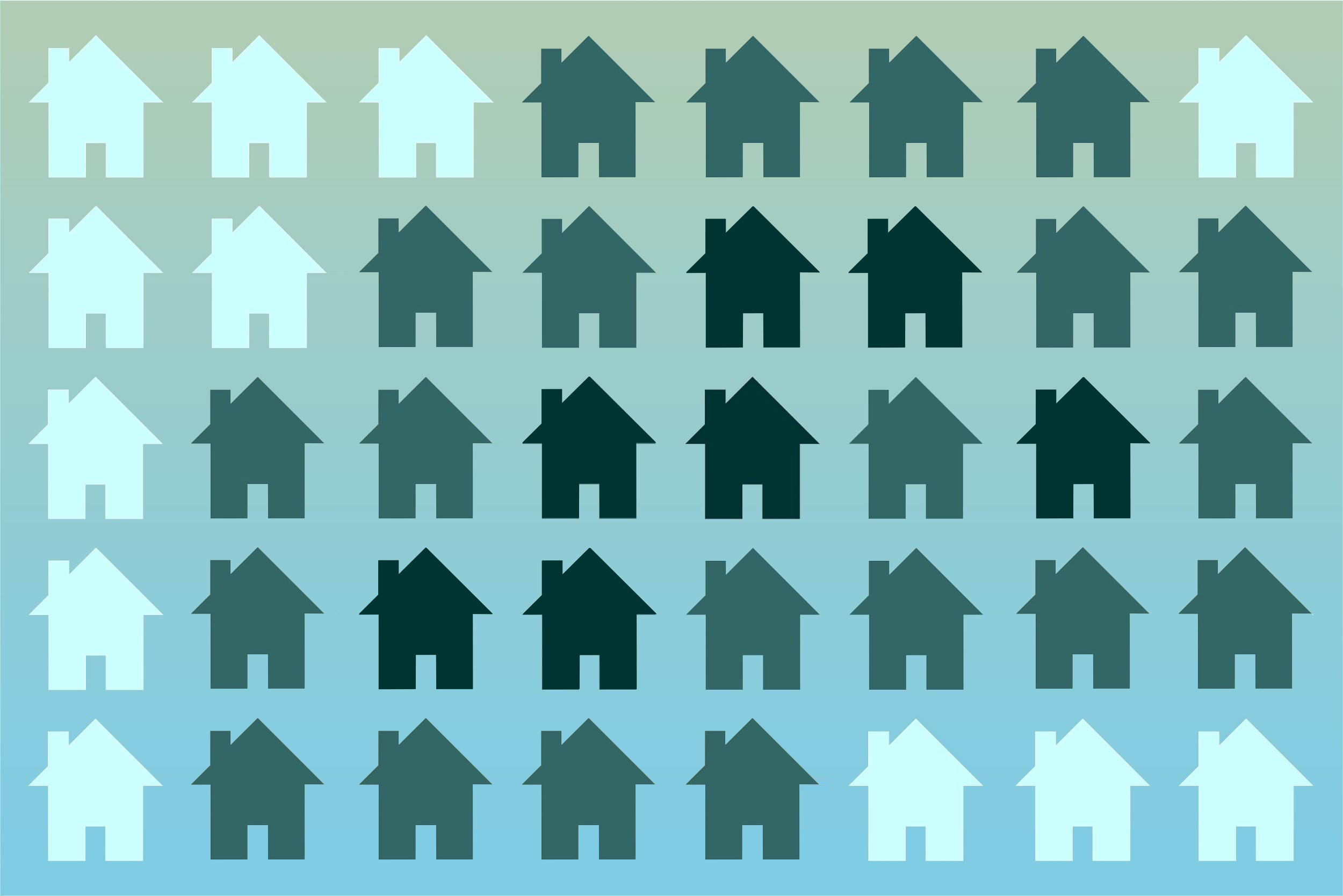 Illustration of foreclosed homes spreading to surrounding homes