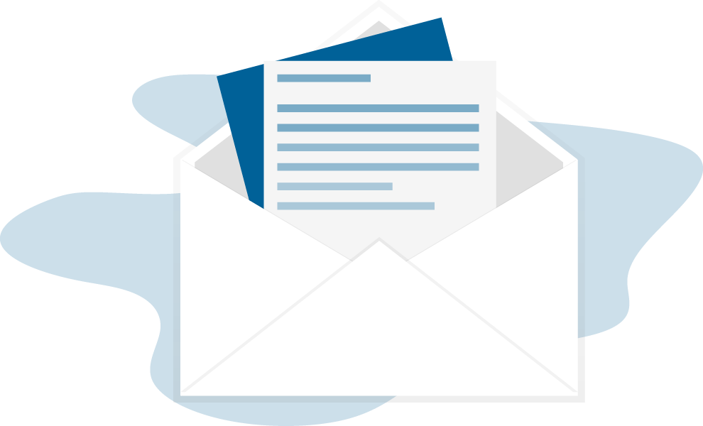Illustration of an open envelop with a letter sticking out